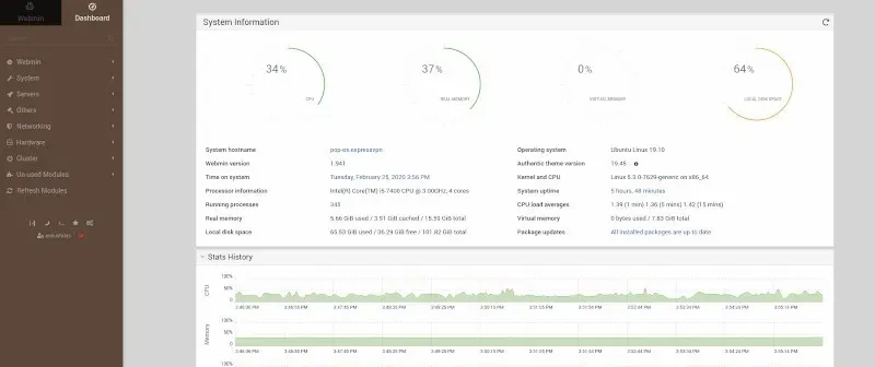 webmin interface