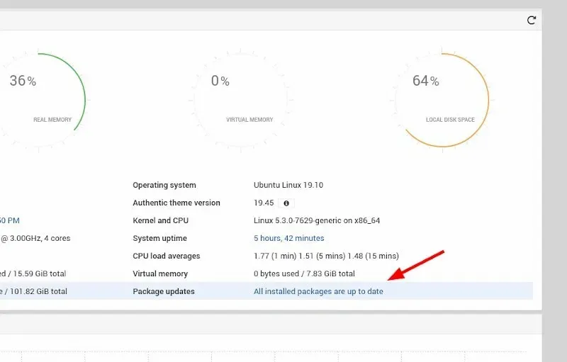 update packages via webmin