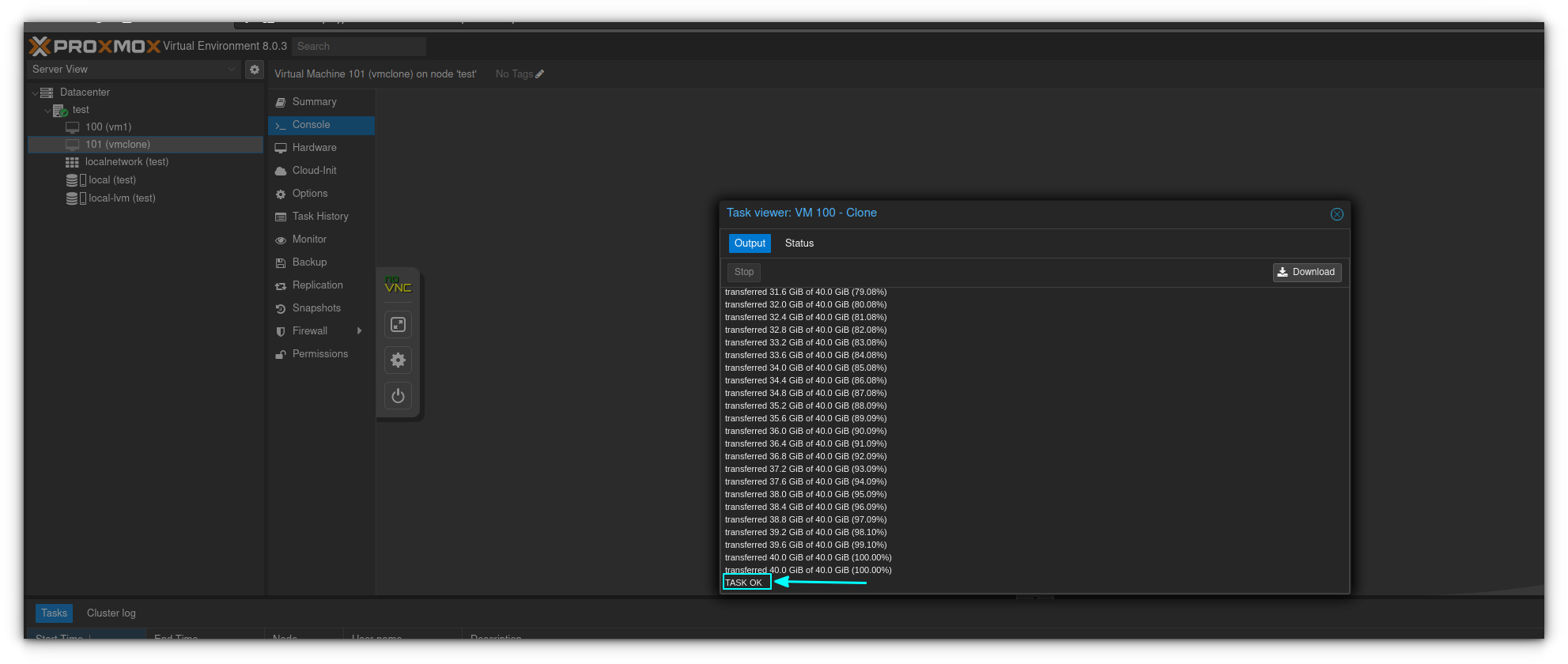 Name the VM clone in Proxmox