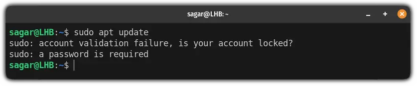 account validation failure, is your account locked in Linux