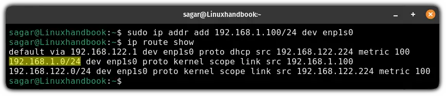 Add IP to network interface using the ip command