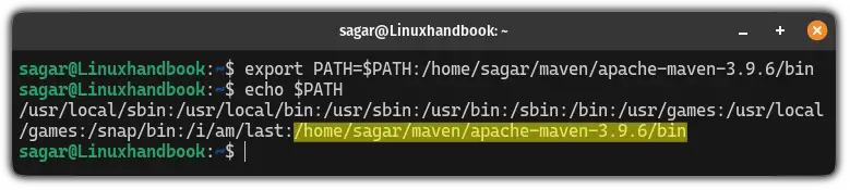 add path to the $PATH variable temporary