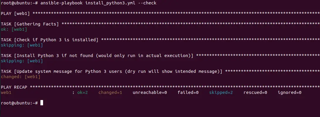 Install Python if not installed testing with Ansible dry run