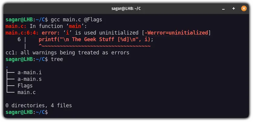 apply GCC flags using file in Linux