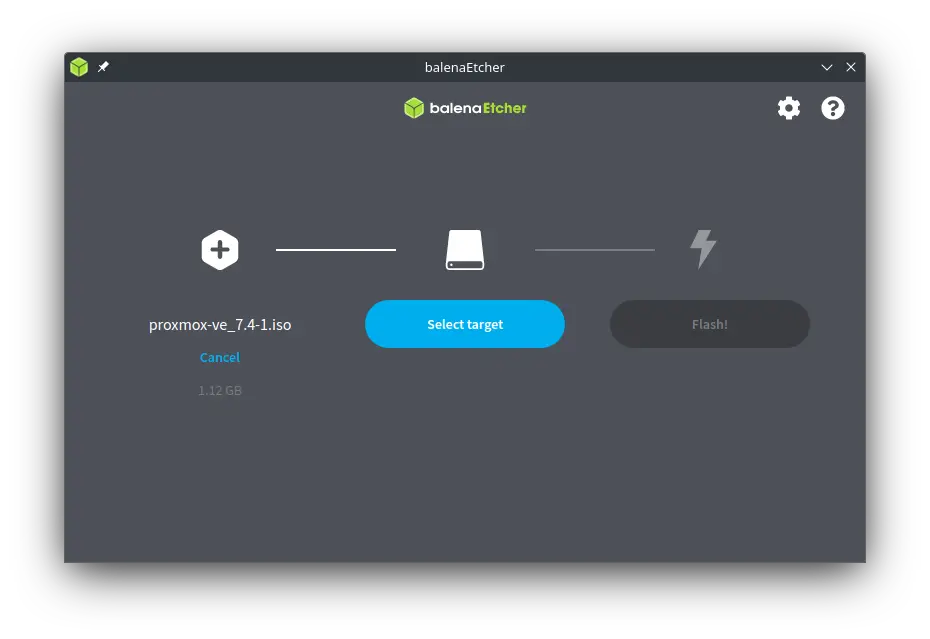 Burn Proxmox ISO with Etcher