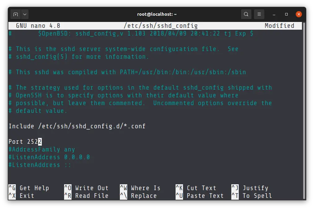 Change default SSH port