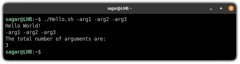 check a number of arguments and which arguments were passed using variables