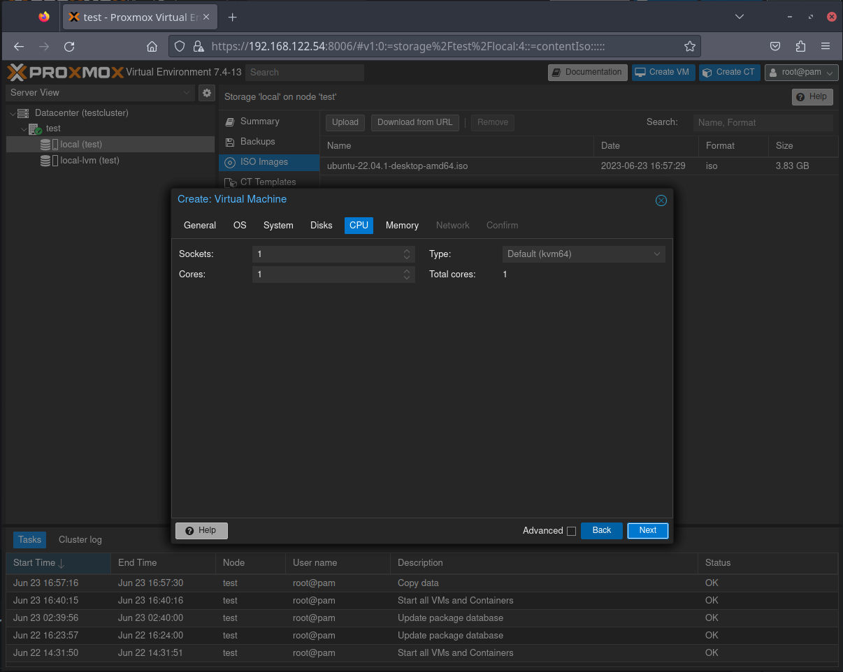 CPU configuration in Proxmox