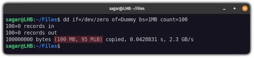 how to create dummy files in Linux