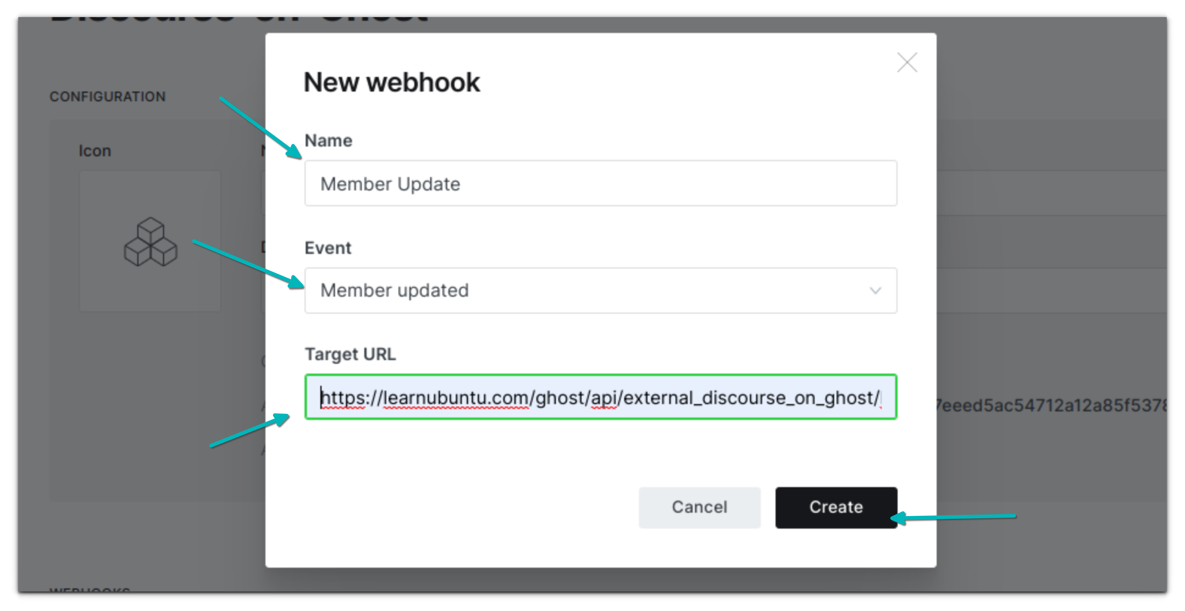 Creating new webhooks in Ghost