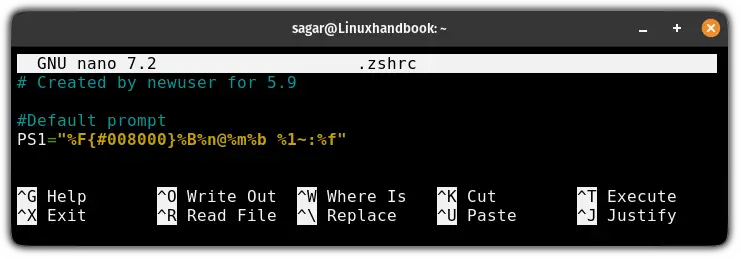 customize zsh config file to add colors