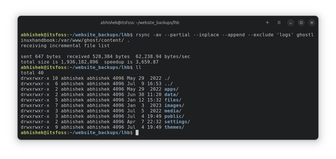 Exclude directory from rsync