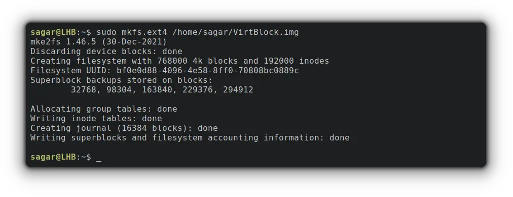 Create file system in loop device