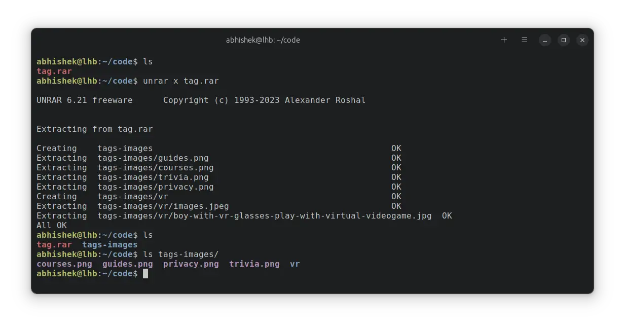 extract unrar files with original directory structure