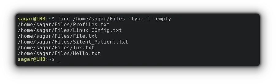 find empty files in Linux