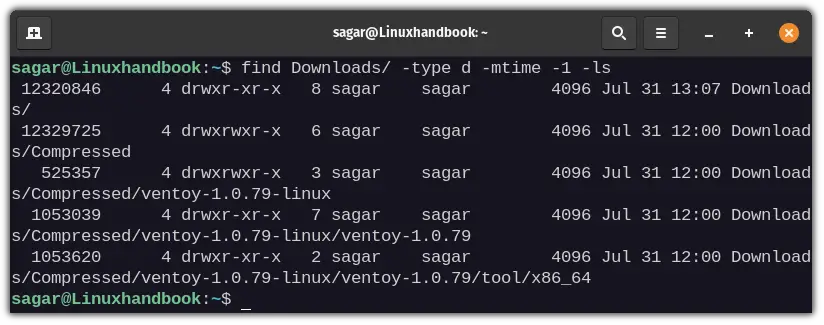 Find modified directory in last n days