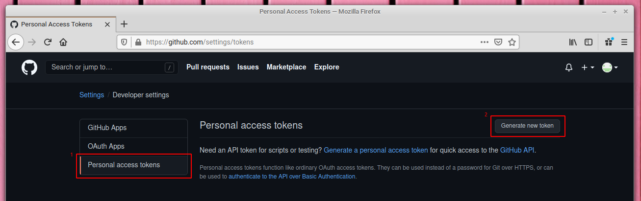 Personal access token in GitHub