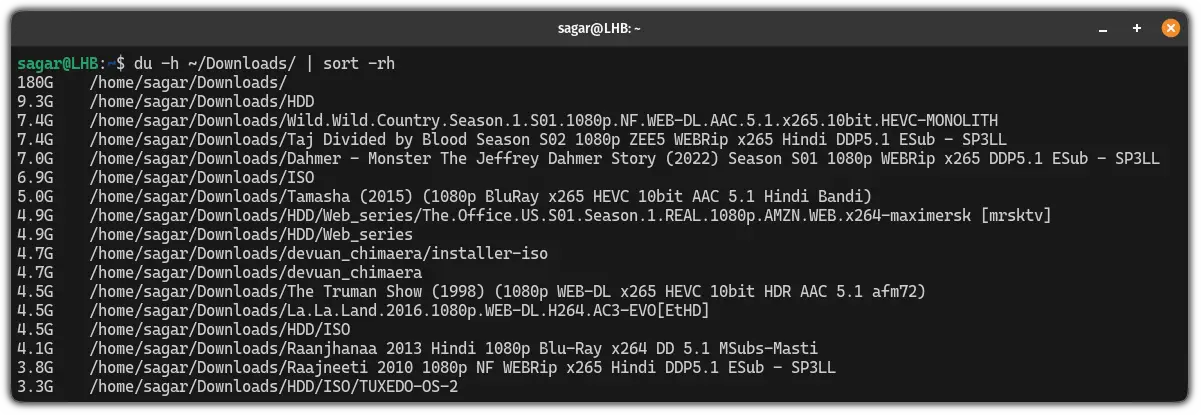 get human readable output while sorting output of the du command