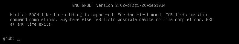 GRUB command line prompt