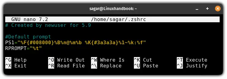 How to add time to the right corner in zsh