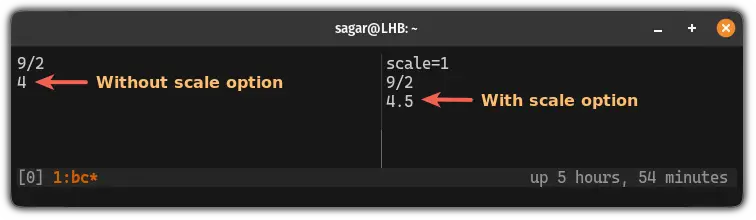 how to deal with float values while using the bc command