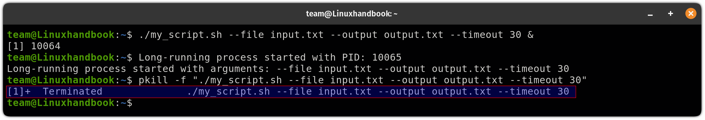 kill process based on the entier command line usig the pkill command