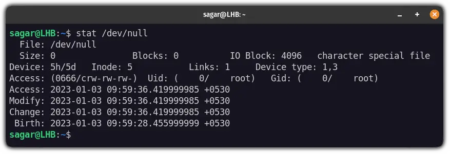 know the status of filesystem using the stat command