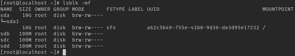 lsblk command to list disk partitions