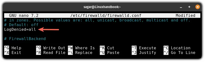 Log every denied package in firewalld