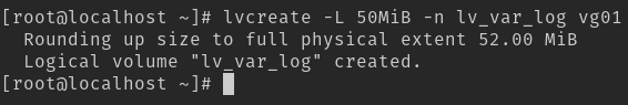 Create logical volume with lvcreate command