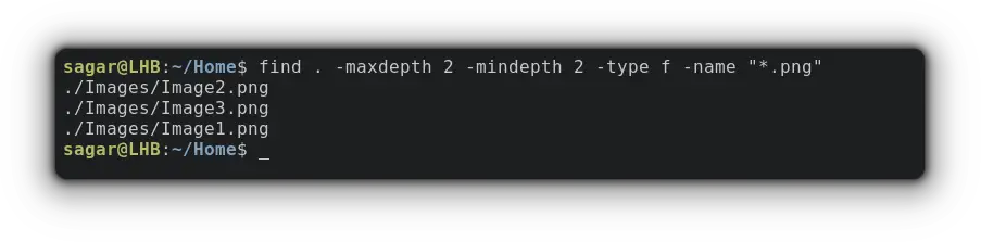 use maxdepth and mindepth with find command