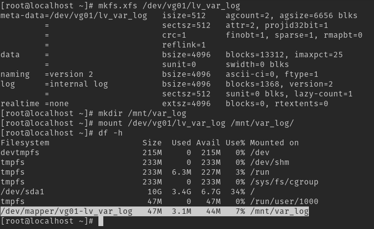 Format partition with mkfs command