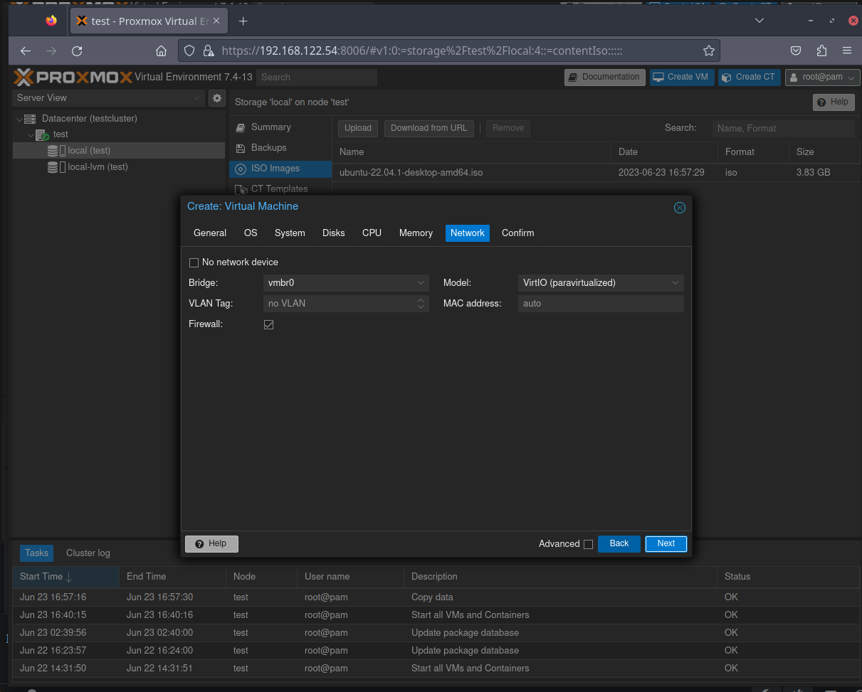 Network configuration in Proxmox VM