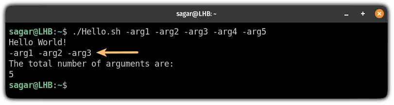 not showing enough passed arguments to the shell script