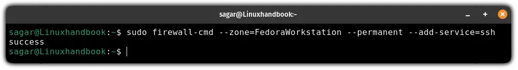 Open a ssh port using the service name in firewalld