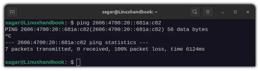 Use full IPv6 address with ping command in linux