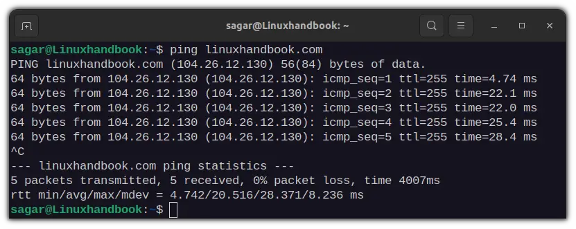 Use ping command in linux