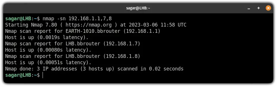 Ping sweep multiple hosts using the ending octet