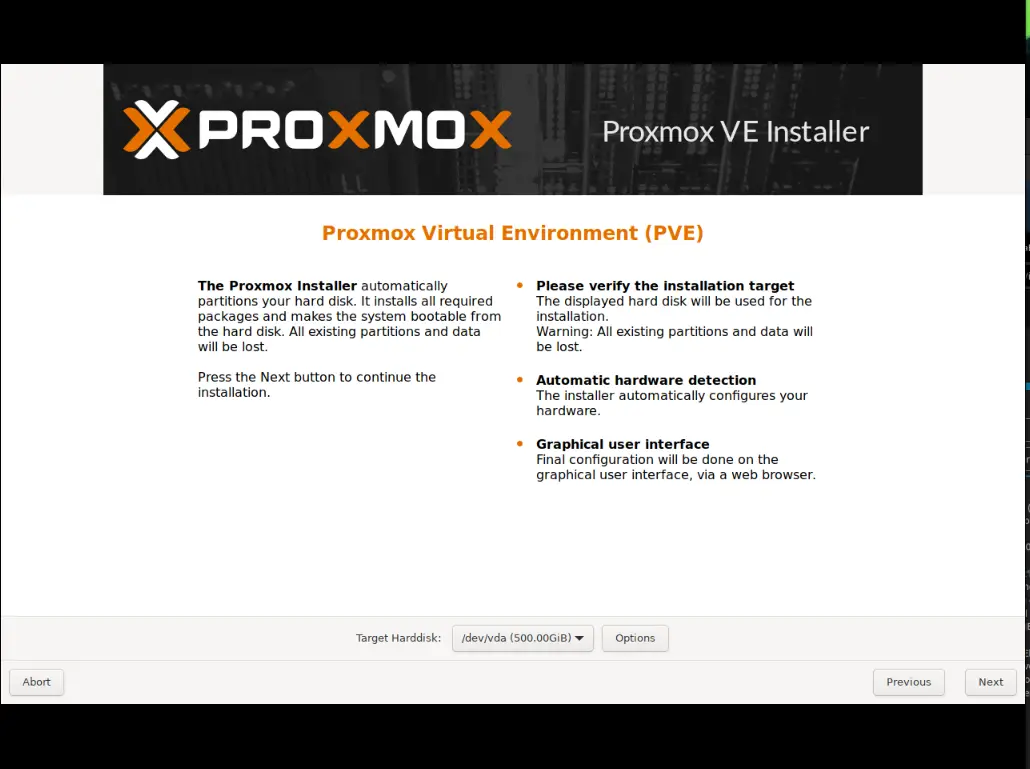 Select where to install Proxmox