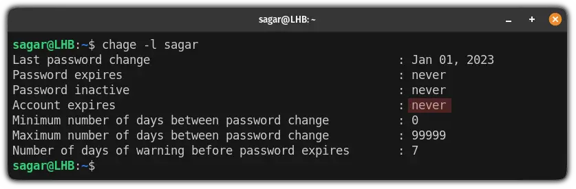 remove account expiry date on linux using the chage command