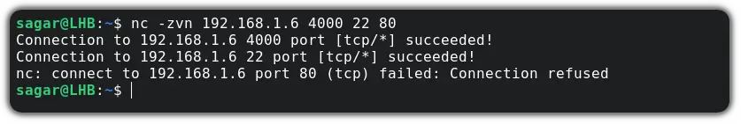 scan multiple ports using netcat command