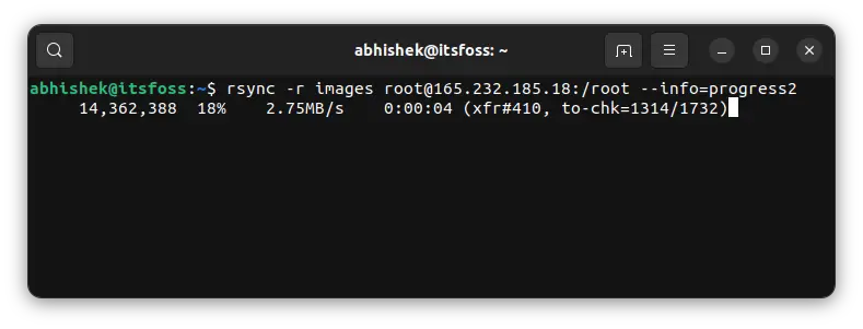 Display overall file transfer progress with rsync