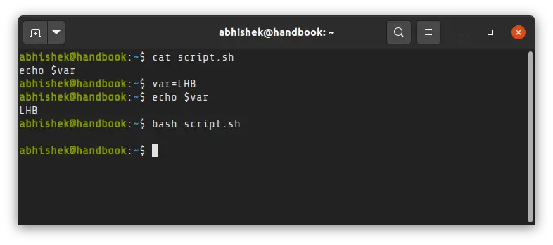 Shell scripts run in their own subshell