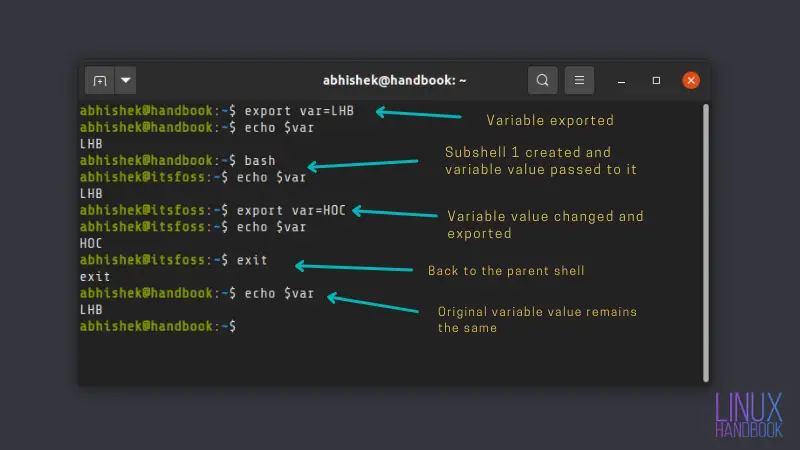 Shell vs Subshell variable behavior