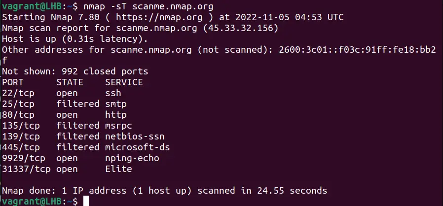 TCp scan with nmap