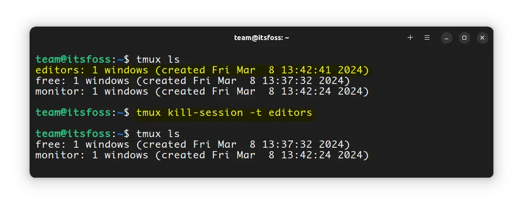 Terminate a Tmux session