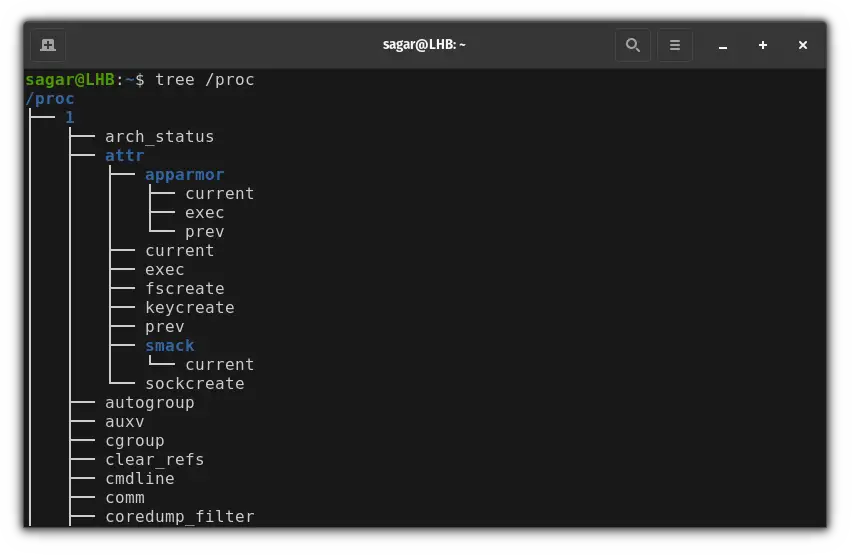 use tree command to show process tree