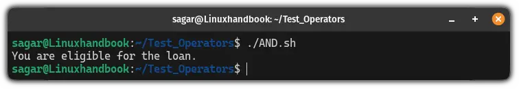 Use && operator in bash