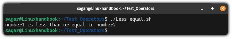 Use <= operator in bash