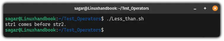 Use < operator to comapre strings